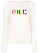 Chinti & Parker Slogan Embroidered Sweater - White
