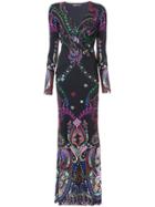 Roberto Cavalli Paisley Print Fitted Gown - Black