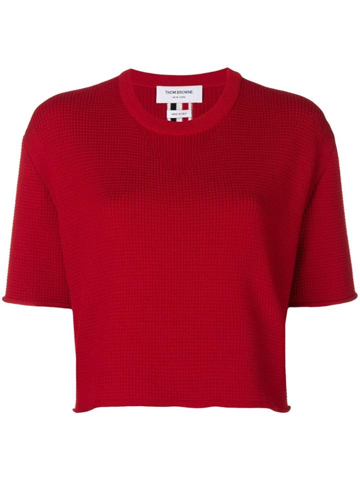 Thom Browne Intarsia Stripe Boxy Tee - Red