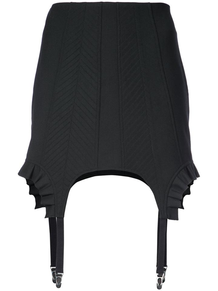 Vera Wang Asymmetric Fitted Short Skirt - Black