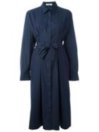 Jil Sander Belted Shirt Dress, Women's, Size: 38, Blue, Cotton
