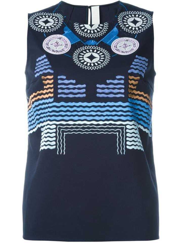 Peter Pilotto 'hera' Top, Women's, Size: 8, Blue, Cotton/polyamide/spandex/elastane