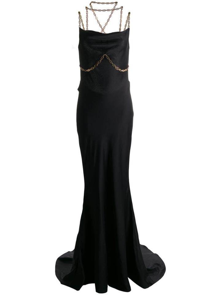Versace Chain Link Evening Dress - Black