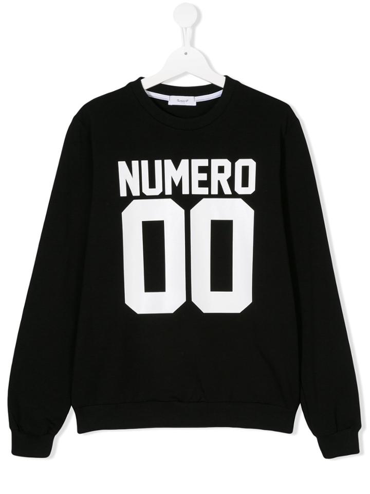Numero00 Kids Teen Logo Print Sweatshirt - Black