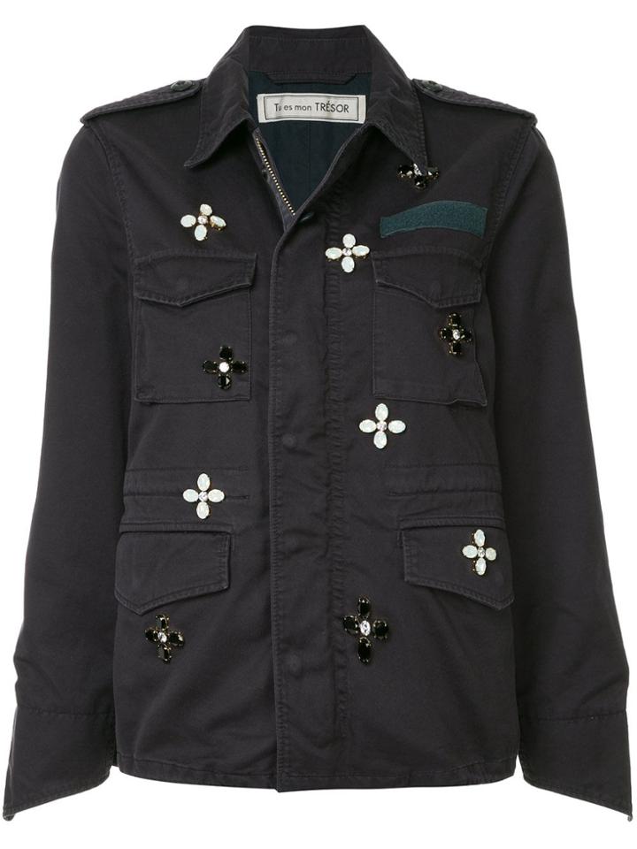 Tu Es Mon Trésor Bijou Flower Field Jacket - Blue