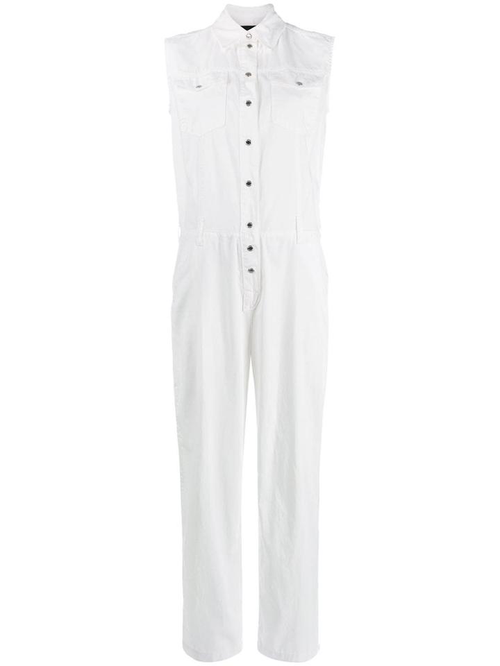 Pinko Sleeveless Buttoned Jumpsuit - White