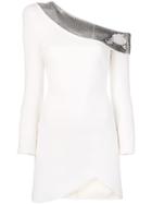 David Koma Sequin Neckline One Shoulder Dress - White