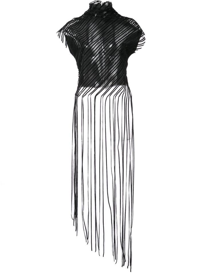 Paula Knorr Sheer Fringed Top - Black