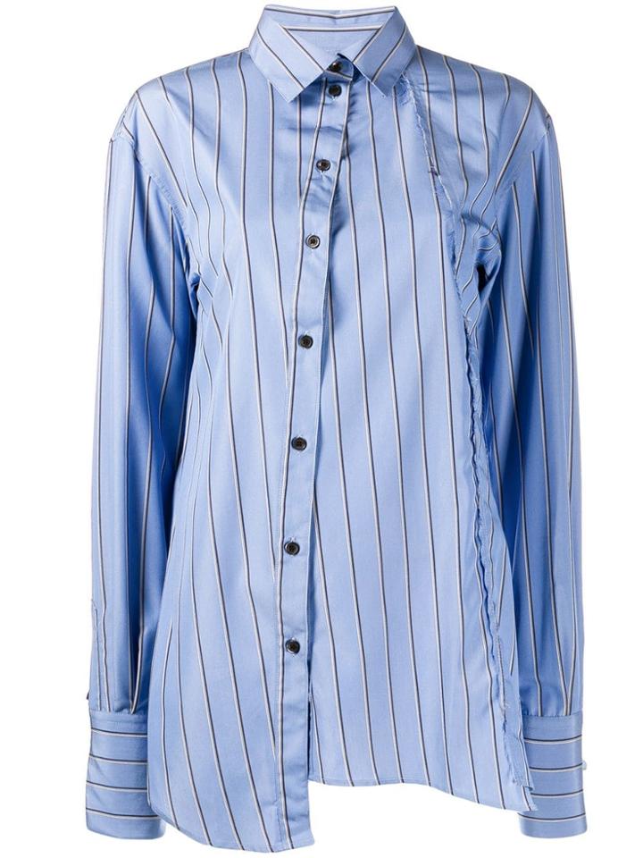 Rokh Striped Asymmetric Shirt - Blue