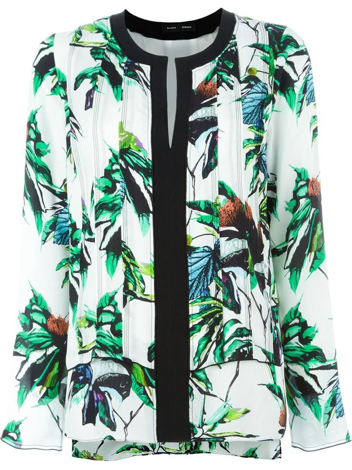 Proenza Schouler Floral Print Blouse, Women's, Size: 8, White, Silk/acetate/viscose
