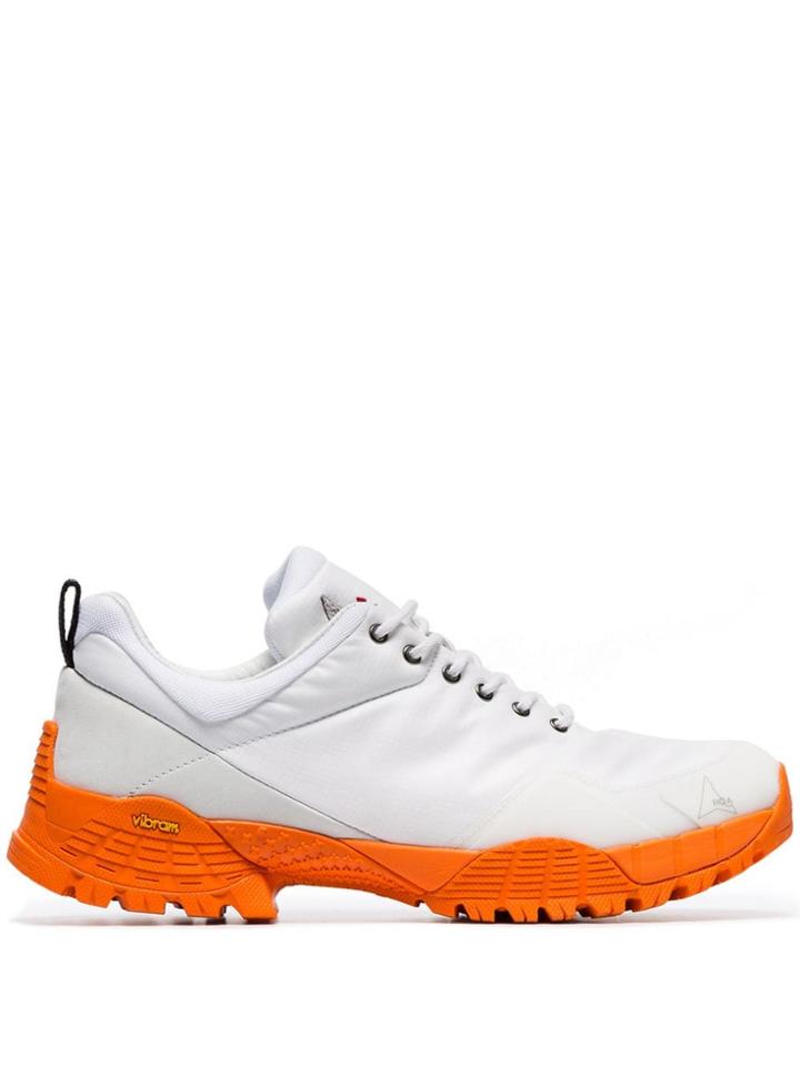 Roa White Oblique Contrast Sole Low-top Leather Sneakers