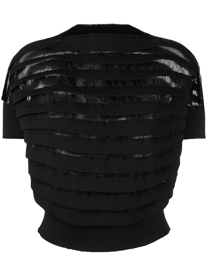 Junya Watanabe Comme Des Garçons Layered Ribbed Cropped Blouse, Women's, Size: Medium, Black, Nylon/polyester