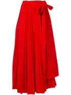 Dalood Pleated Long Skirt - Red