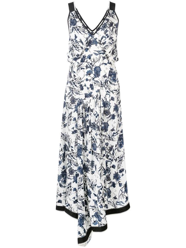 Derek Lam Nightshade Floral Cami Dress With Asymmetric Hem - White