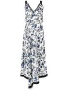 Derek Lam Nightshade Floral Cami Dress With Asymmetric Hem - White