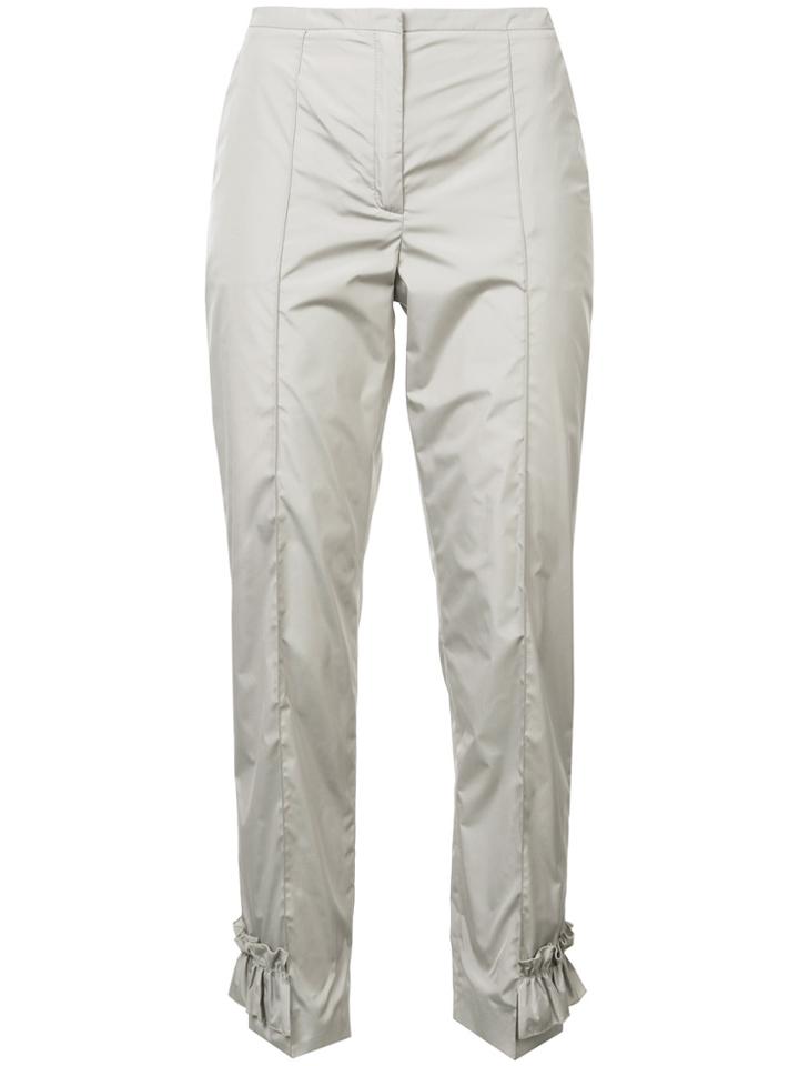 Nina Ricci Cropped Ruffle Trim Trousers - Grey
