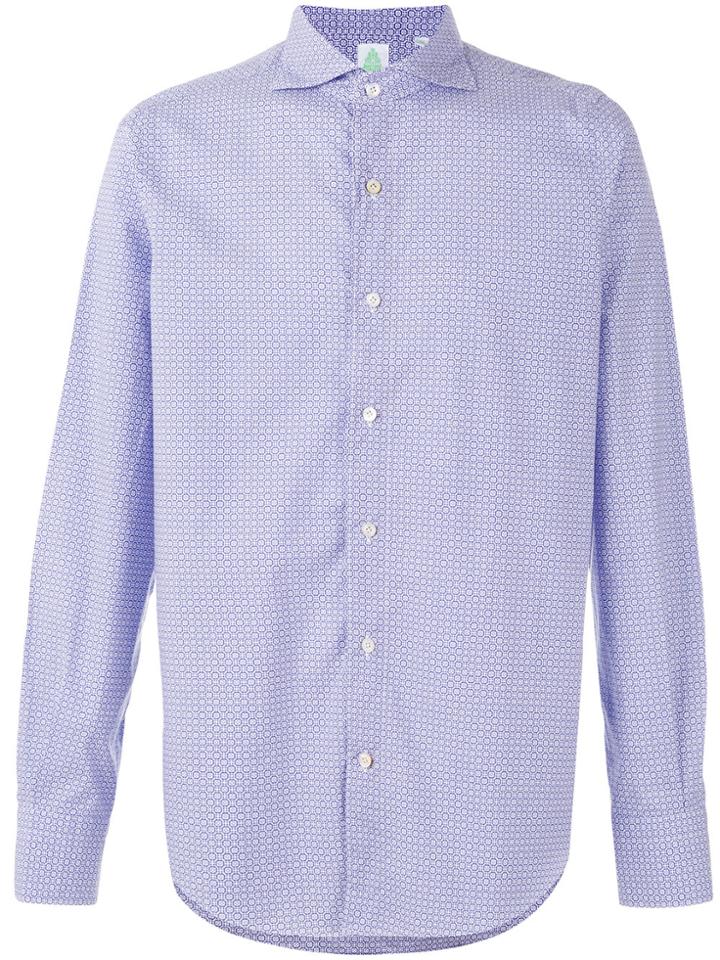 Finamore 1925 Napoli Geometric 'napolo Tokyo' Shirt - Blue