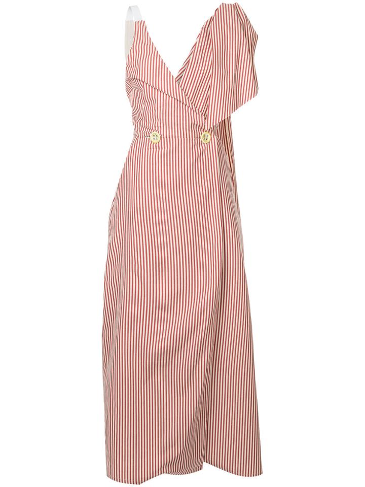 Walk Of Shame Striped Bow Detail Dress - Red