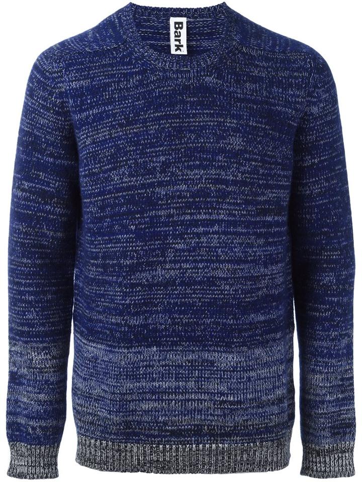 Bark Melange Striped Jumper, Men's, Size: Small, Blue, Wool