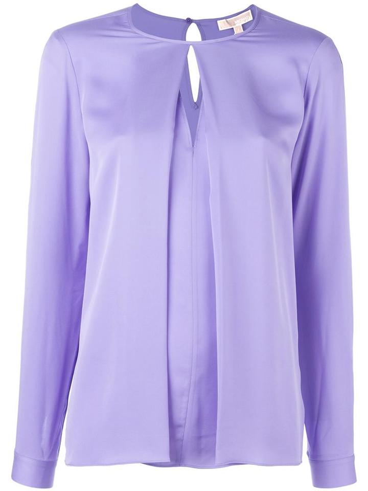 Michael Michael Kors Pleated Front Blouse, Women's, Size: Large, Pink/purple, Silk