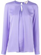 Michael Michael Kors Pleated Front Blouse, Women's, Size: Large, Pink/purple, Silk