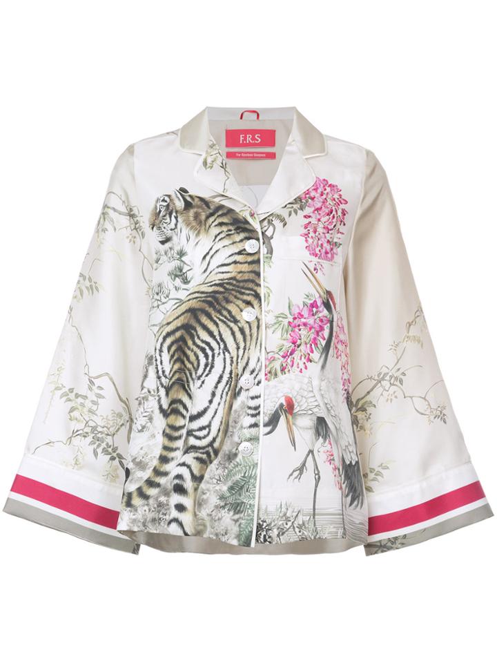 F.r.s For Restless Sleepers Printed Wide Sleeve Shirt - White