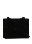 Chanel Pre-owned Velvet Effect Structured Shoulder Bag - Black