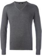 Ermenegildo Zegna V-neck Jumper, Men's, Size: 52, Grey, Silk/cashmere