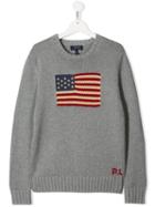 Ralph Lauren Kids Teen Flag Embroidered Sweater - Grey