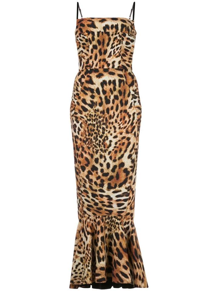 Greta Constantine Leopard Print Midi Dress - Brown