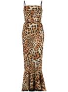 Greta Constantine Leopard Print Midi Dress - Brown