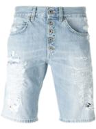 Dondup Distressed Denim Shorts, Men's, Size: 35, Blue, Cotton