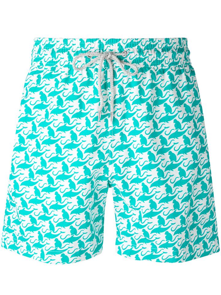 Love Brand - The Monkey And The Dolphin Swim Shorts - Men - Nylon/polyester - M, Blue, Nylon/polyester