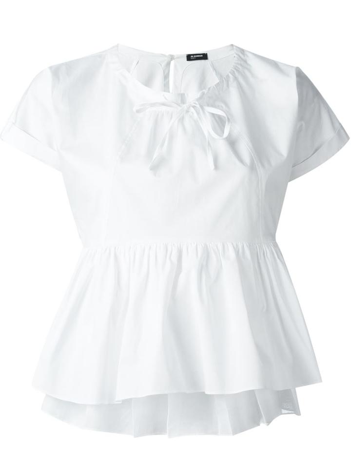 Jil Sander Navy Gathered Neck Top