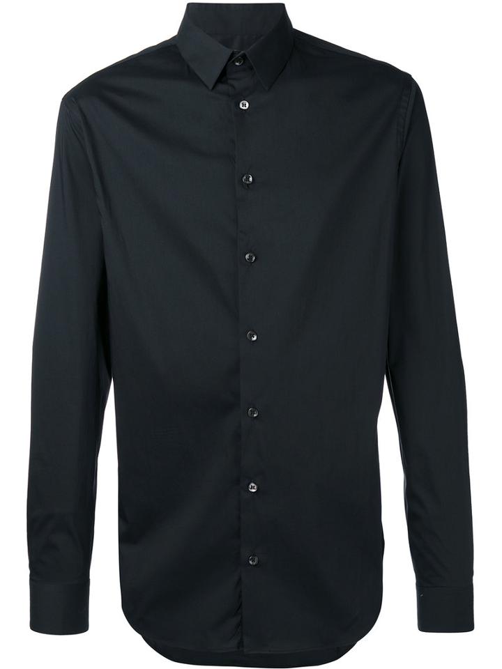 Giorgio Armani Buttoned Shirt, Men's, Size: 41, Black, Cotton/polyamide/spandex/elastane