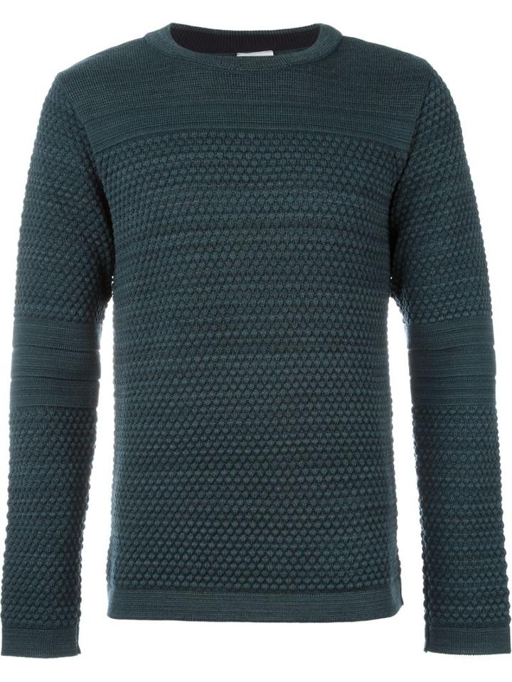 S.n.s. Herning 'torso' Bobble Knit Sweater, Men's, Size: Large, Green, Virgin Wool