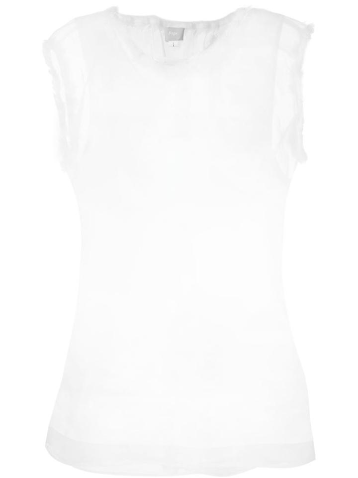 Jupe By Jackie Frayed Trim Sheer Tank Top, Women's, Size: 3, White, Cotton/silk