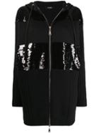 Twin-set Sequin Hooded Coat - Black