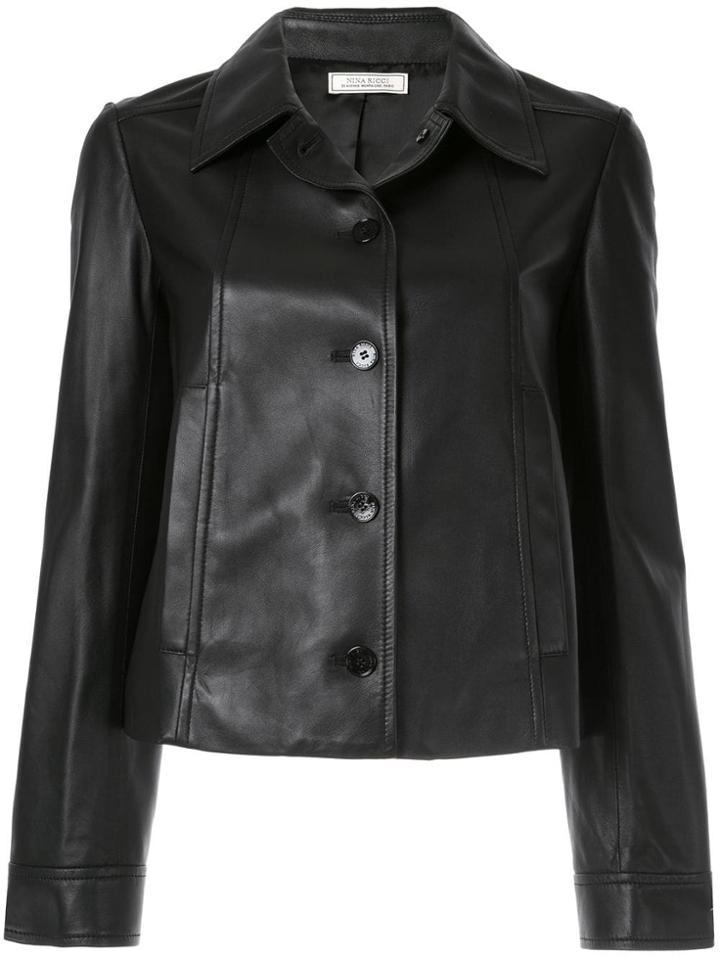 Nina Ricci Plain Leather Jacket - Black