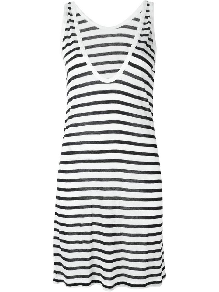 T By Alexander Wang Striped Tank Dress, Women's, Size: Medium, White, Linen/flax/rayon