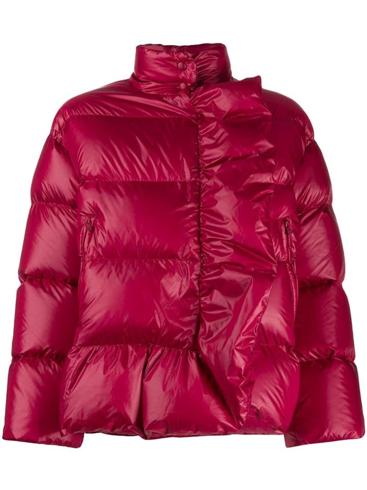 Red Valentino Ruffle Trim Puffer Jacket