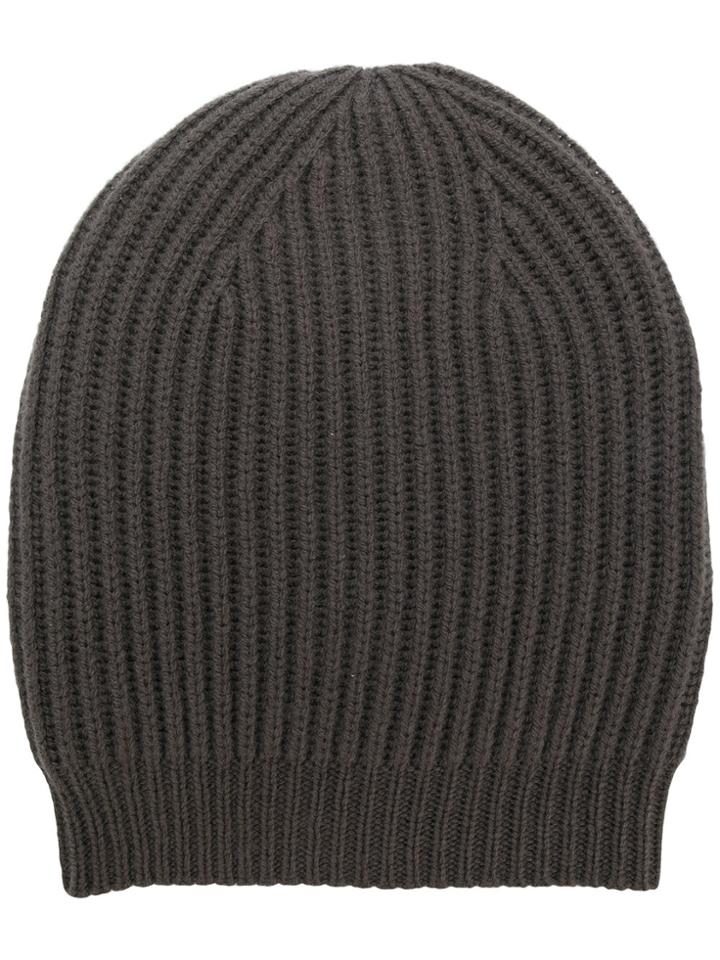 Rick Owens Ribbed Knit Beanie - Grey