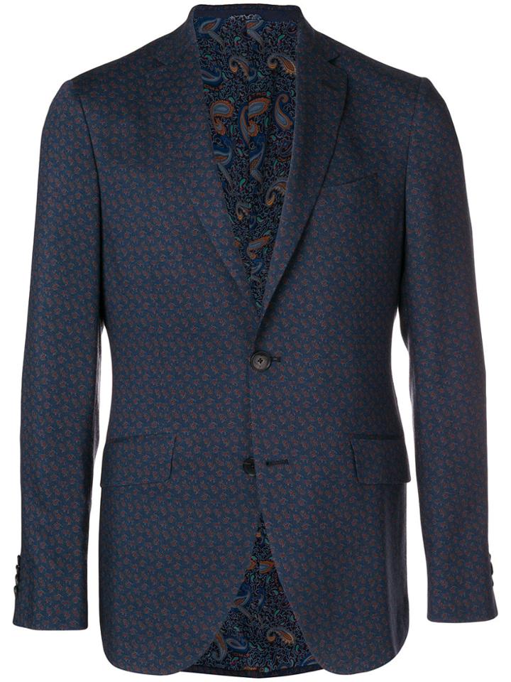 Etro Micro-paisley Single Breasted Blazer - Blue