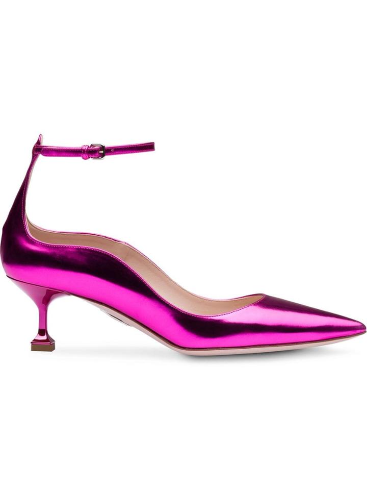Miu Miu Metallic Leather Pumps - Pink