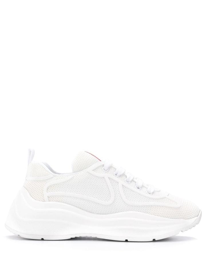 Prada Bike Fabric Sneakers - White
