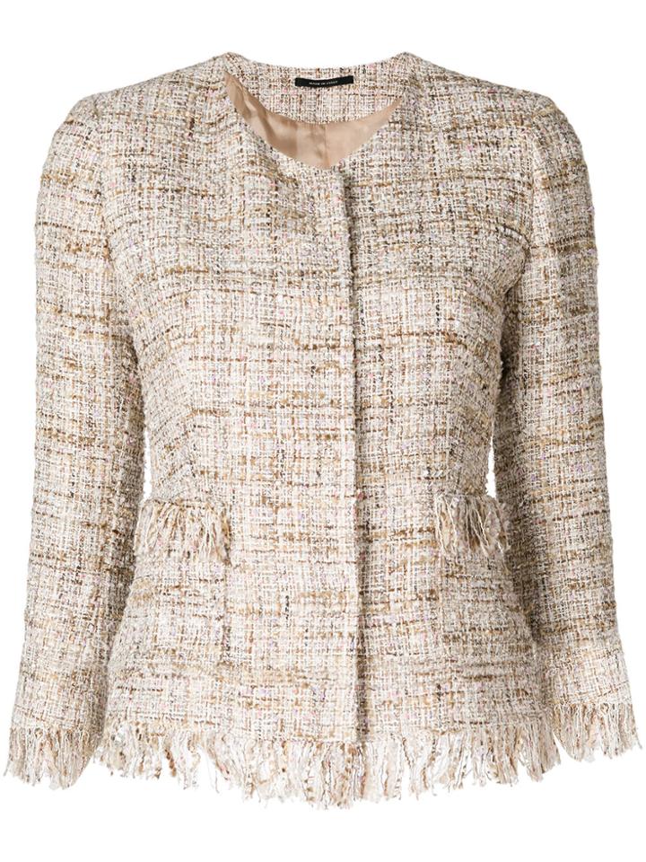Tagliatore Cropped Tweed Jacket - Nude & Neutrals