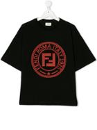 Fendi Kids Teen Maxi Logo Print T-shirt - Black