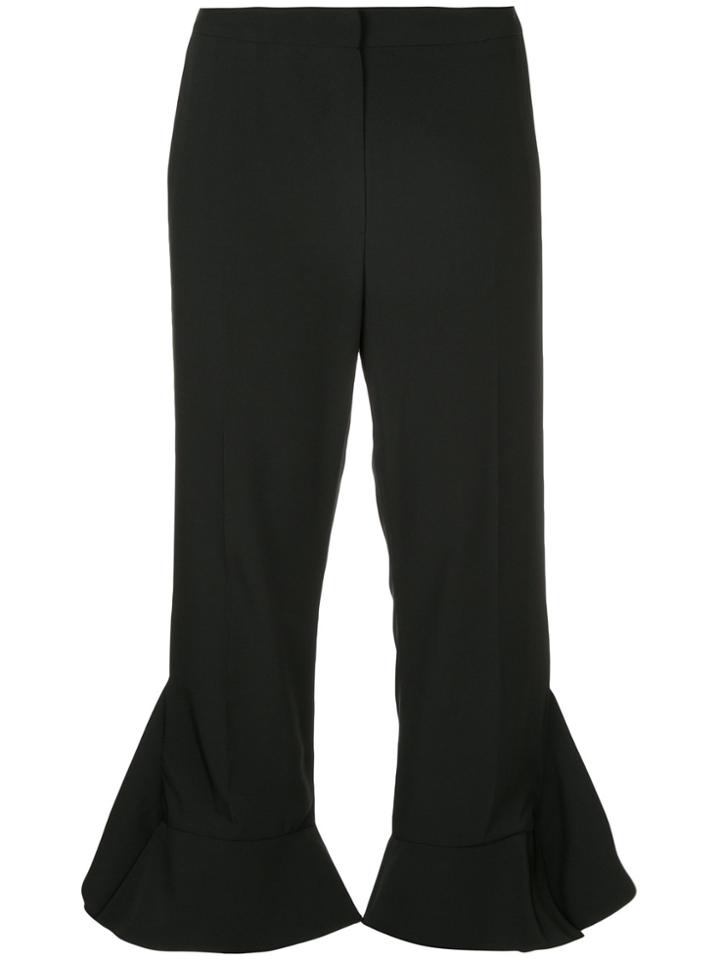 Goen.j Cropped Ruffled Trousers - Black