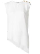 Balmain Asymmetric Sleeveless Top - White