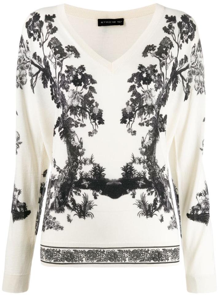 Etro Floral Print V-neck Jumper - Neutrals